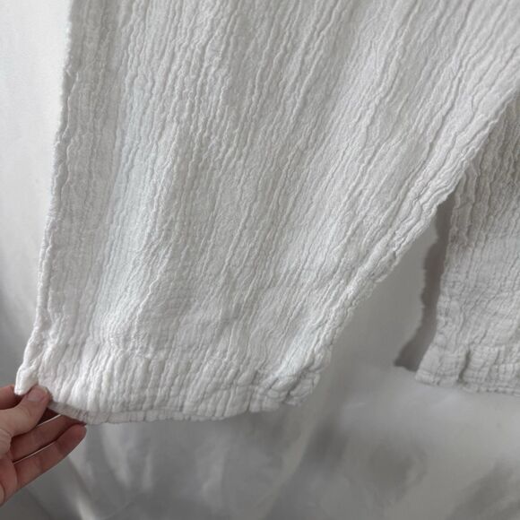 Sigrid Olsen 100% Linen Pants Women's Large White Pull On Drawstring Pockets - Picture 5 of 12